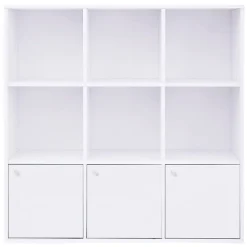 Meuble de Rangement Blanc 9 Cases avec 3 Portes - L97,5 cm