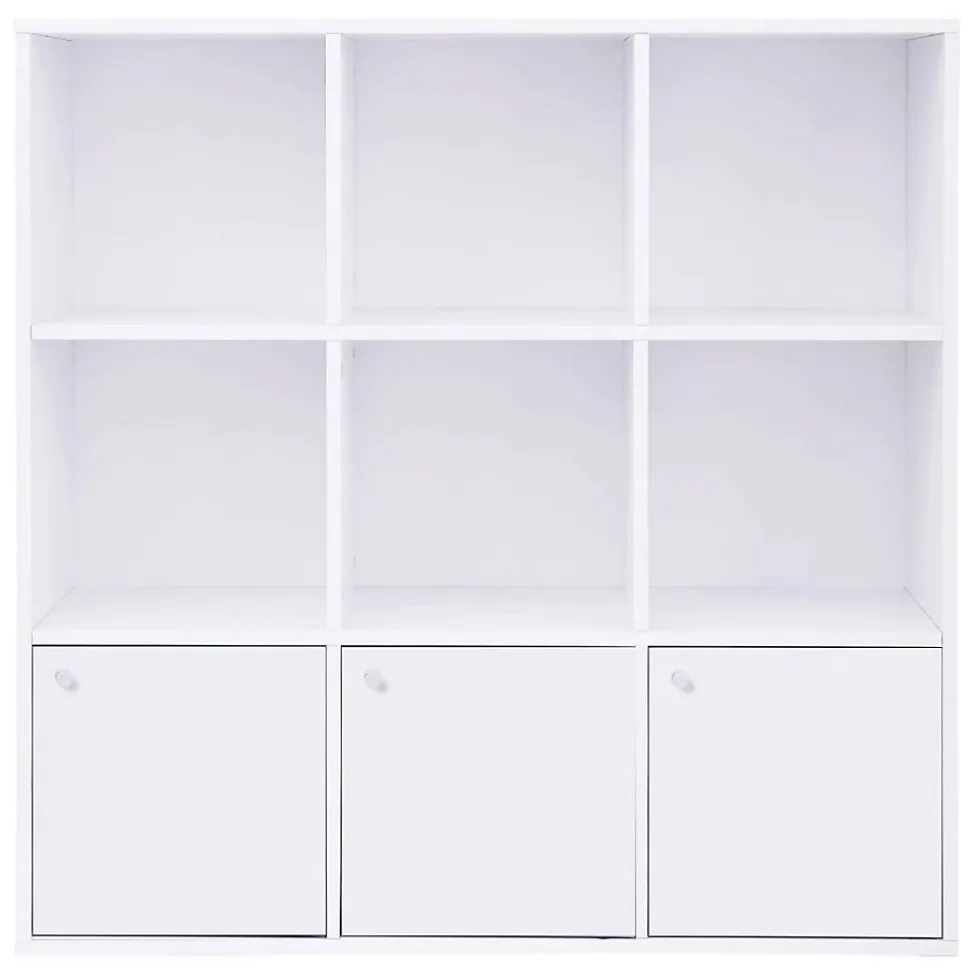 Meuble de Rangement Blanc 9 Cases avec 3 Portes - L97,5 cm