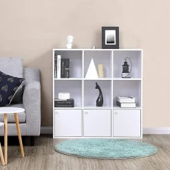 Meuble de Rangement Blanc 9 Cases avec 3 Portes - L97,5 cm