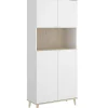 Meuble de rangement coloris blanc/naturel - Longueur 79 x Profondeur 40 x Hauteur 188 cm