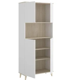 Meuble de rangement coloris blanc/naturel - Longueur 79 x Profondeur 40 x Hauteur 188 cm