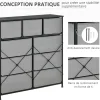 Meuble de rangement commode 9 tiroirs plateau acier MDF non tissé noir gris