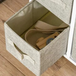 Meuble de rangement commode design 64L x 30l x 71H cm 7 tiroirs métal MDF non tissé blanc