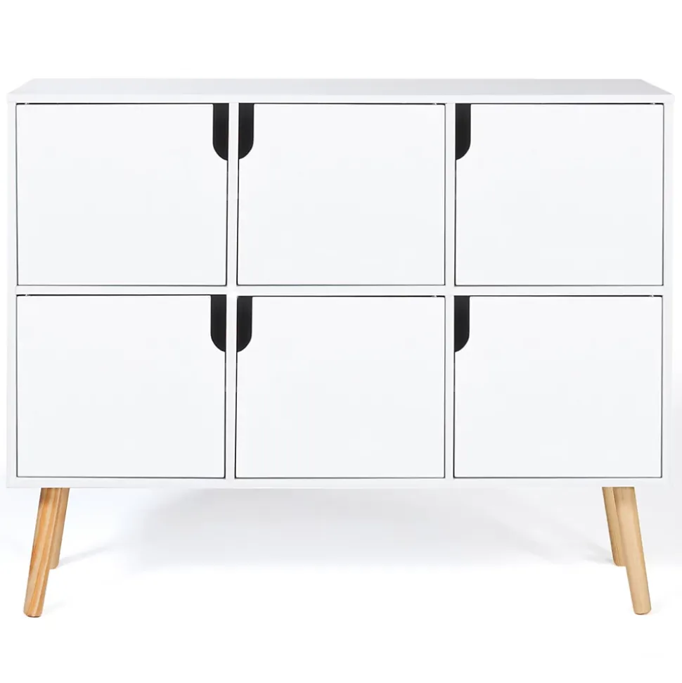 Meuble de rangement cube enfant EMMIE avec 6 cases en bois blanc