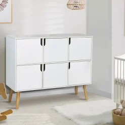 Meuble de rangement cube enfant EMMIE avec 6 cases en bois blanc