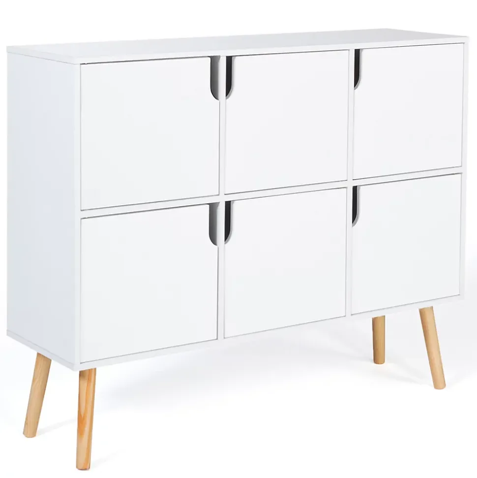 Meuble de rangement cube enfant EMMIE avec 6 cases en bois blanc