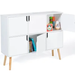 Meuble de rangement cube enfant EMMIE avec 6 cases en bois blanc