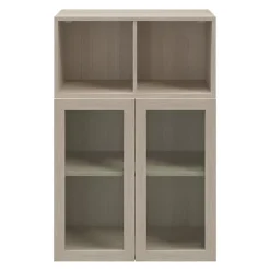 Meuble de rangement effet chêne portes battantes vitrées GoodHome Atomia H. 112,5 x L. 75 x P. 37 cm