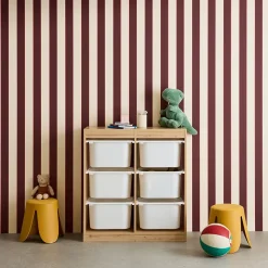 Meuble de rangement enfant. naturel. 6 bacs de rangement en plastique