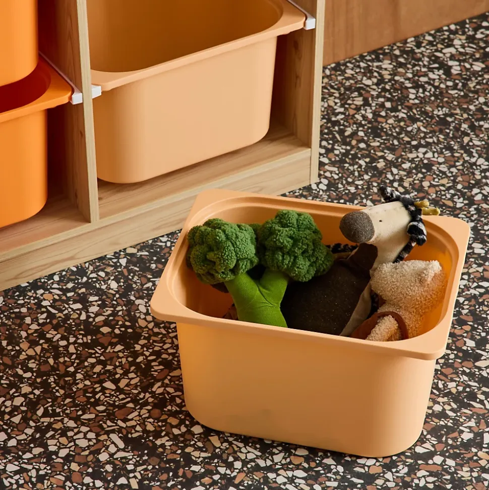 Meuble de rangement enfant 6 bacs de rangement en plastique orange pêche - Sora