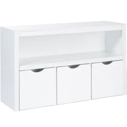 Meuble de rangement enfant MANA en bois blanc 3 tiroirs cubes sur roulettes