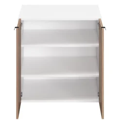 Meuble de rangement portes battantes effet chêne chaud et blanc GoodHome Atomia H. 75 x L. 75 x P. 58 cm
