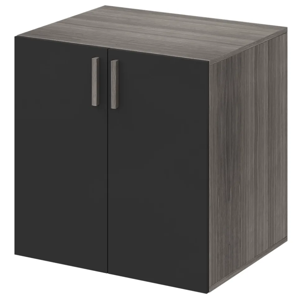 Meuble de rangement portes battantes noir et effet chêne grisé GoodHome Atomia H. 75 x L. 50 x P. 58 cm
