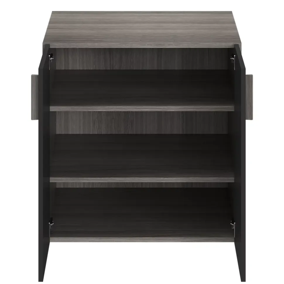 Meuble de rangement portes battantes noir et effet chêne grisé GoodHome Atomia H. 75 x L. 50 x P. 58 cm