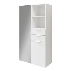 Meuble de rangement porte miroir et tiroirs blancs GoodHome Atomia H. 187,5 x L. 100 x P. 47 cm