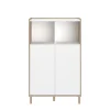 Meuble de rangement portes battantes blanc et effet chêne Morphos H. 135 x L. 83,7 cm