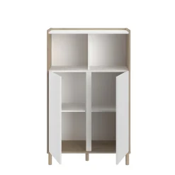 Meuble de rangement portes battantes blanc et effet chêne Morphos H. 135 x L. 83,7 cm