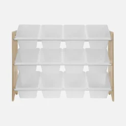 Meuble de rangement pour enfant avec 12 casiers - Tobias - MDF décor bois naturel. L 84 x P 29.5 x H 60cm