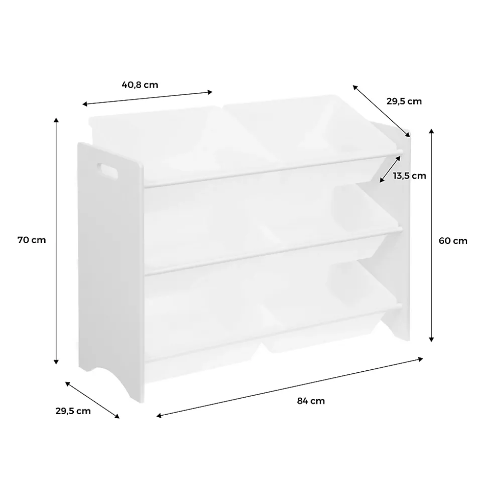 Meuble de rangement pour enfant avec 6 casiers - Tobias - MDF décor bois naturel. L 84 x P 29.5 x H 60cm