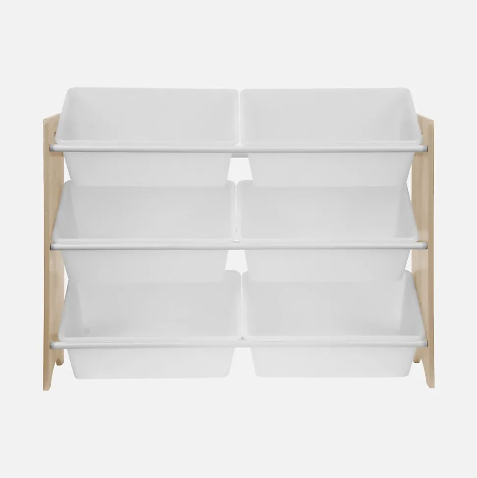 Meuble de rangement pour enfant avec 6 casiers - Tobias - MDF décor bois naturel. L 84 x P 29.5 x H 60cm