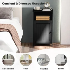 Meuble de Rangement pour Salle de Bains,en MDF avec 1 Porte,avec Étagère Réglable,Armoire de Salle de Bain (Noir)