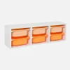 Meuble de rangement pour enfant. 6 bacs en plastique orange pêche - Sora
