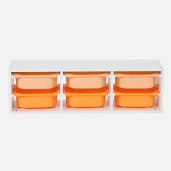 Meuble de rangement pour enfant. 6 bacs en plastique orange pêche - Sora