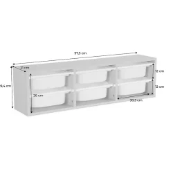 Meuble de rangement pour enfant. 6 bacs en plastique orange pêche - Sora