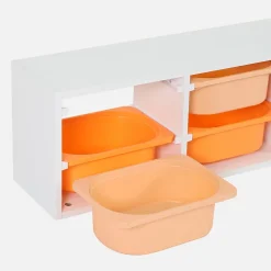 Meuble de rangement pour enfant. 6 bacs en plastique orange pêche - Sora