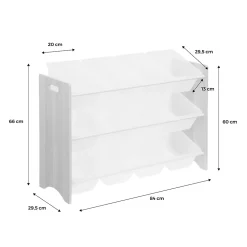 Meuble de rangement pour enfant avec 12 casiers. blanc - Tobias - MDF décor bois naturel. L 84 x P 29.5 x H 60cm