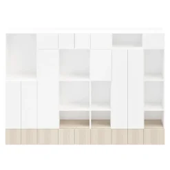 Meuble de rangement semi ouvert blanc et effet chêne GoodHome Atomia H. 262,5 x L. 375 x P. 47 cm