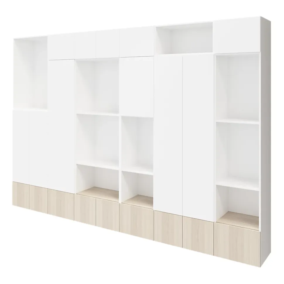 Meuble de rangement semi ouvert blanc et effet chêne GoodHome Atomia H. 262,5 x L. 375 x P. 47 cm
