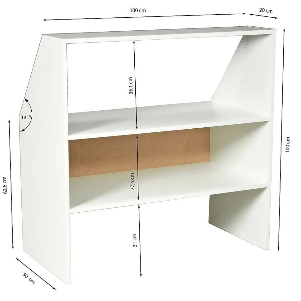 Meuble de rangement sous pente ALIX, H. 100 x L. 100 x P. 50 cm, Blanc