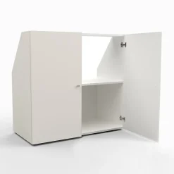 Meuble de rangement sous pente 2 portes CALI Blanc - H. 100 x L. 100 x P. 51.8 cm