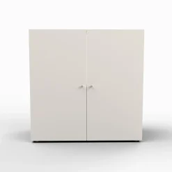 Meuble de rangement sous pente 2 portes CALI Blanc - H. 100 x L. 100 x P. 51.8 cm