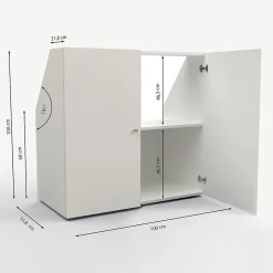 Meuble de rangement sous pente 2 portes CALI Blanc - H. 100 x L. 100 x P. 51.8 cm