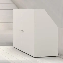 Meuble de rangement sous pente 2 portes CALI Blanc - H. 100 x L. 100 x P. 51.8 cm