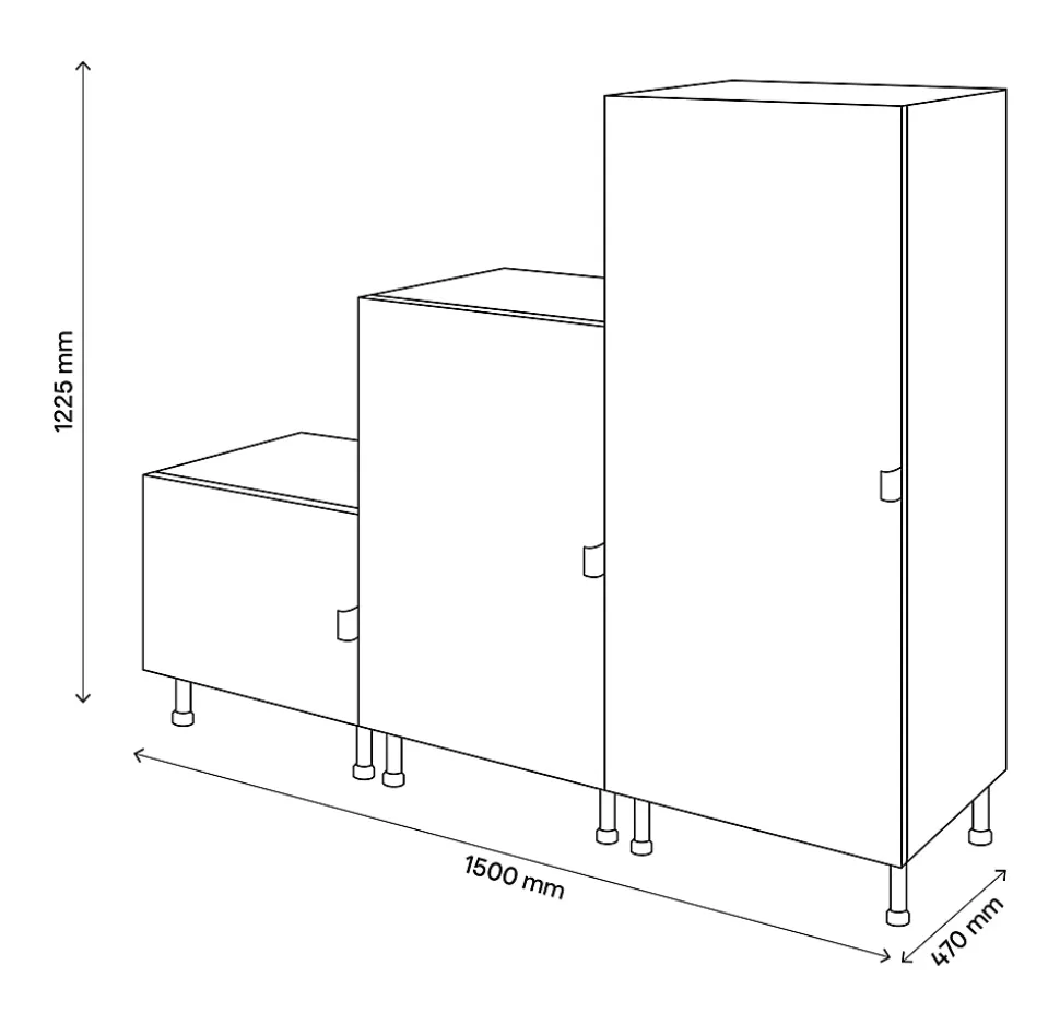 Meuble de rangement sous escalier blanc avec portes battantes GoodHome Atomia H. 122,5 x L. 150 x P. 47 cm