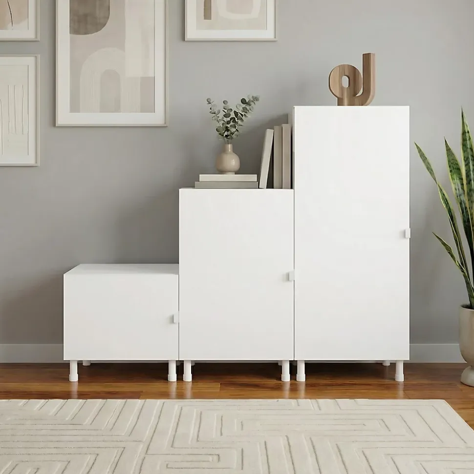 Meuble de rangement sous escalier blanc avec portes battantes GoodHome Atomia H. 122,5 x L. 150 x P. 47 cm