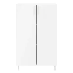 Meuble de rangement sur pieds portes battantes blanc GoodHome Atomia H. 123,5 x L. 75 x P. 37 cm