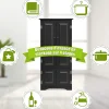 Meuble de Rangement sur Pieds, avec Quatre Grandes Etageres Panneau de Stockage Reglable Structure Simple et Retro Noir