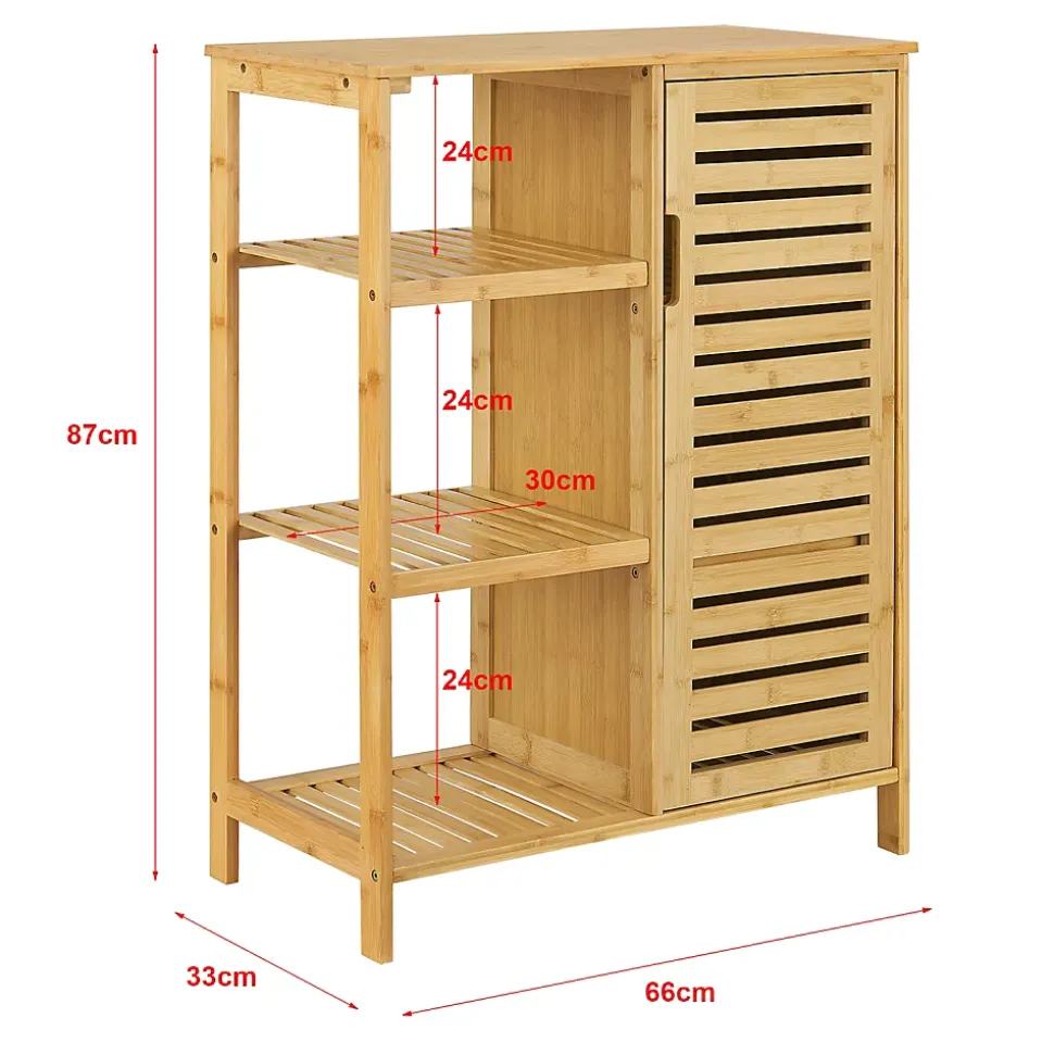 Meuble de rangement Vetlanda avec étagère pour salle de bain bambou en.casa
