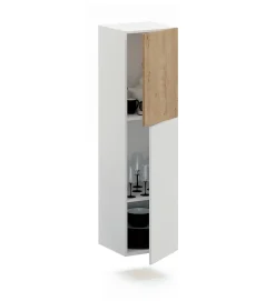 Meuble de salon coloris blanc / chêne doré - Hauteur 42 x Longueur 150 x Profondeur 40 cm