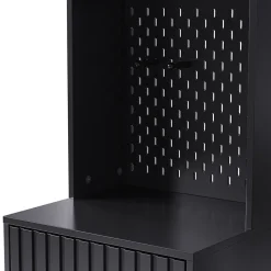 Meuble d'entrée - Armoire d'entrée avec Banc, 4 Crochets et 2 Tiroirs, Vestiaire Penderie MDF - 100x35x180 cm, Noir