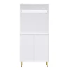 Meuble d'entrée - Armoire Penderie d'entrée avec Étagères et Porte-Chaussures - Rangement Pratique - Blanc - 80x175,5x35 cm