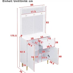 Meuble d'entrée - Armoire Penderie d'entrée avec Étagères et Porte-Chaussures - Rangement Pratique - Blanc - 80x175,5x35 cm