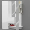 Meuble d'entrée Arabelle, Armoire multifonctionnelle avec 2 portes, Cintre mural avec 2 miroirs, 140x35h190 cm, Blanc
