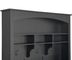 Meuble d'Entrée avec Banc et 3 Crochets pour Manteaux - Meuble de Rangement Multifonction avec Étagères, Noir- 120x40x190 cm