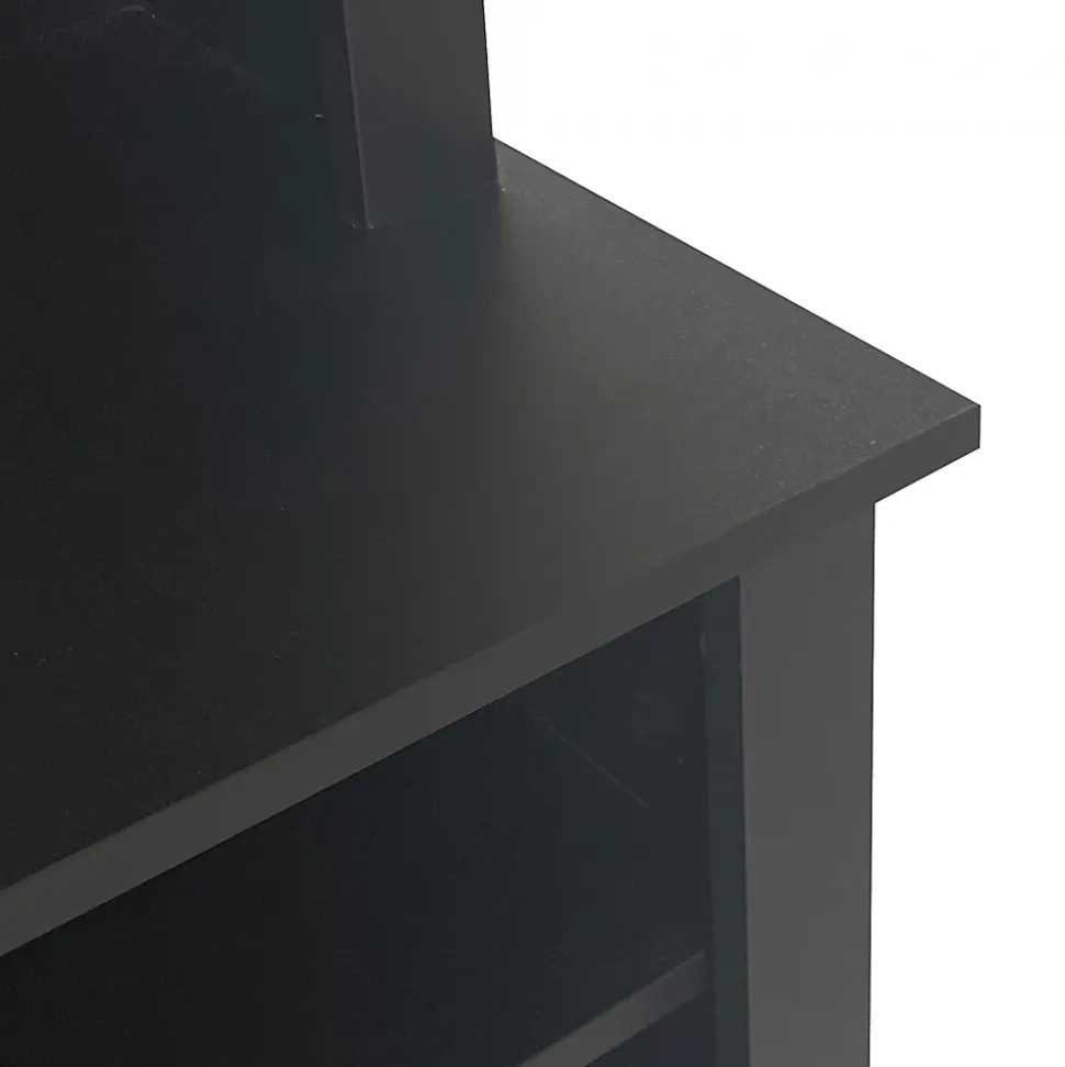 Meuble d'Entrée avec Banc et 3 Crochets pour Manteaux - Meuble de Rangement Multifonction avec Étagères, Noir- 120x40x190 cm