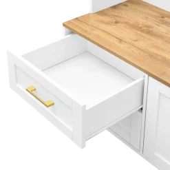 Meuble D'entrée Avec LED Et Miroir - Rangement Chaussures, Banc, Tiroirs - Moderne,blanc